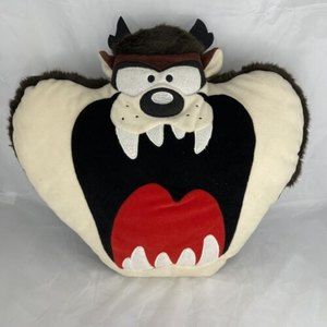Vintage Taz Looney Tubes Warner Bros Tazmanian Devil Pillow 18" x 14" 1995 NWOT